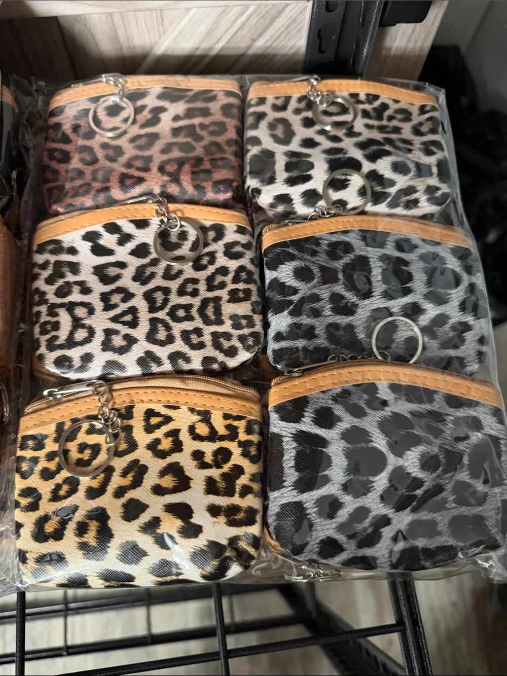 Leopard Print Coin Pouch Keychain - Assorted Colors